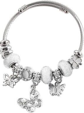 Silver Butterf Charm Bracelets Exquisite Cute Cartoon Friendship Silver Bracelet